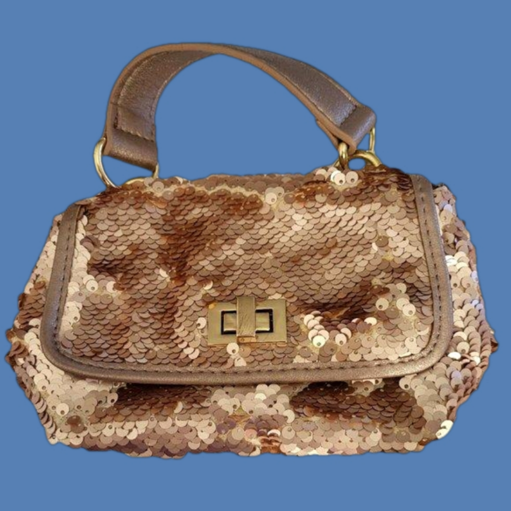 Steve Madden Gold/Champagne Sequin Wristlet Bag/Purse